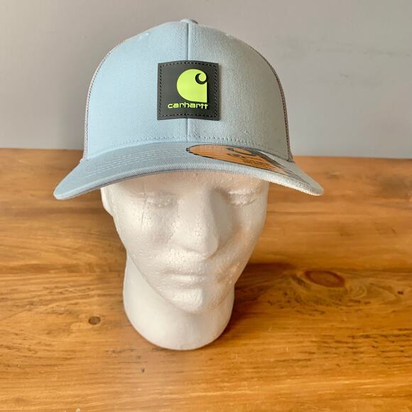 Carhartt Force Rugged Flex Twill Light Blue/Grey Trucker Mesh Snap Back Cap Hat - Picture 1 of 10